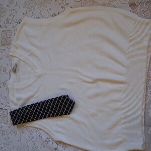 Titlist By CORBIN White V-Neck Sweater Vest, 100% Cotton, Sz XL Unisex, IZOD Tie